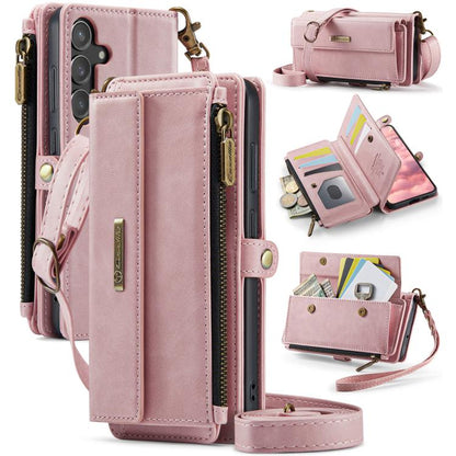 CaseMe RFID Blocking Zipper Wallet PU Leather Phone Case with Crossbody Strap - For Samsung Galaxy S23 FE / A54 / S23 Ultra / S23+