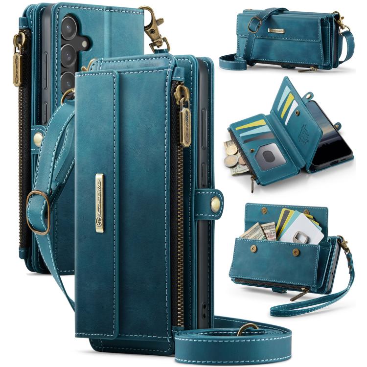 CaseMe RFID Blocking Zipper Wallet PU Leather Phone Case with Crossbody Strap - For Samsung Galaxy S23 FE / A54 / S23 Ultra / S23+