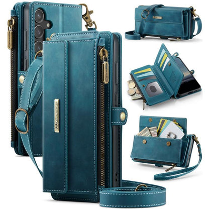 CaseMe RFID Blocking Zipper Wallet PU Leather Phone Case with Crossbody Strap - For Samsung Galaxy S23 FE / A54 / S23 Ultra / S23+