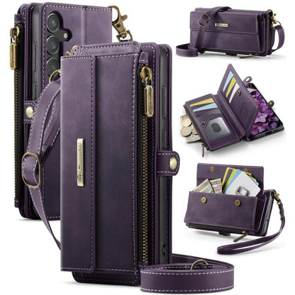 CaseMe RFID Blocking Zipper Wallet PU Leather Phone Case with Crossbody Strap - For Samsung Galaxy S23 FE / A54 / S23 Ultra / S23+