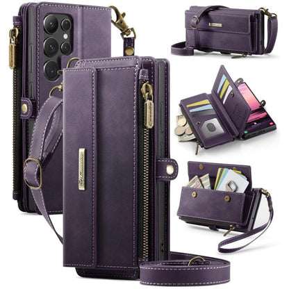 CaseMe RFID Blocking Zipper Wallet PU Leather Phone Case with Crossbody Strap - For Samsung Galaxy S23 / S22 Ultra / S22+ / S22
