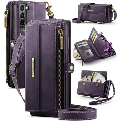 CaseMe RFID Blocking Zipper Wallet PU Leather Phone Case with Crossbody Strap - For Samsung Galaxy S21 FE / A52 / A53 / S21