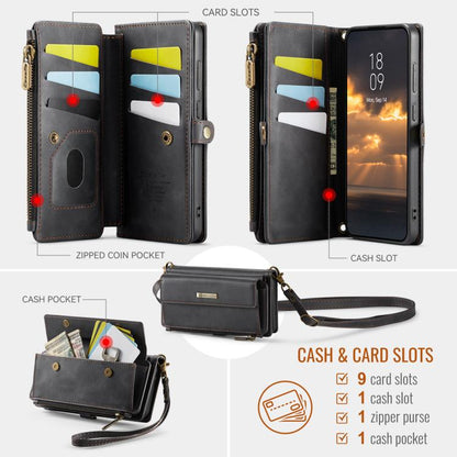 CaseMe RFID Blocking Zipper Wallet PU Leather Phone Case with Crossbody Strap - For Samsung Galaxy S21 FE / A52 / A53 / S21
