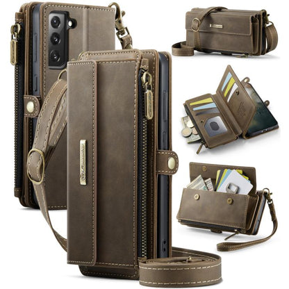 CaseMe RFID Blocking Zipper Wallet PU Leather Phone Case with Crossbody Strap - For Samsung Galaxy S21 FE / A52 / A53 / S21