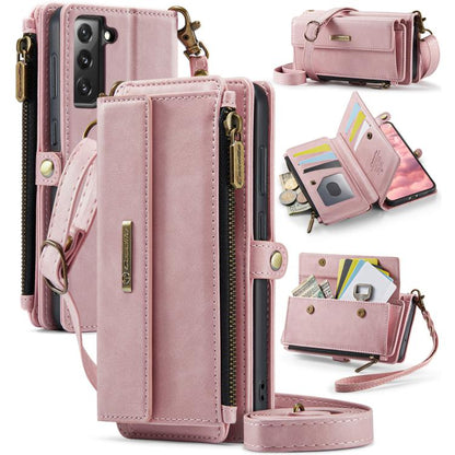 CaseMe RFID Blocking Zipper Wallet PU Leather Phone Case with Crossbody Strap - For Samsung Galaxy S21 FE / A52 / A53 / S21