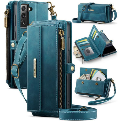 CaseMe RFID Blocking Zipper Wallet PU Leather Phone Case with Crossbody Strap - For Samsung Galaxy S21 FE / A52 / A53 / S21