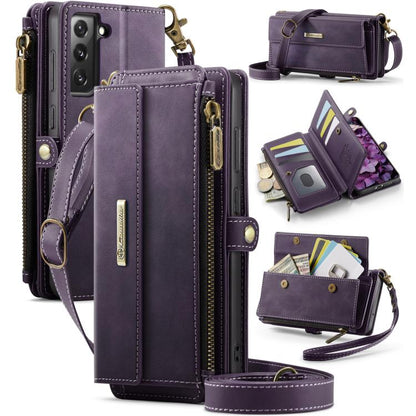 CaseMe RFID Blocking Zipper Wallet PU Leather Phone Case with Crossbody Strap - For Samsung Galaxy S21 FE / A52 / A53 / S21