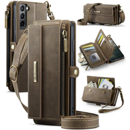 CaseMe RFID Blocking Zipper Wallet PU Leather Phone Case with Crossbody Strap - For Samsung Galaxy S21+ / S21 Ultra / S20 FE / S20 Ultra