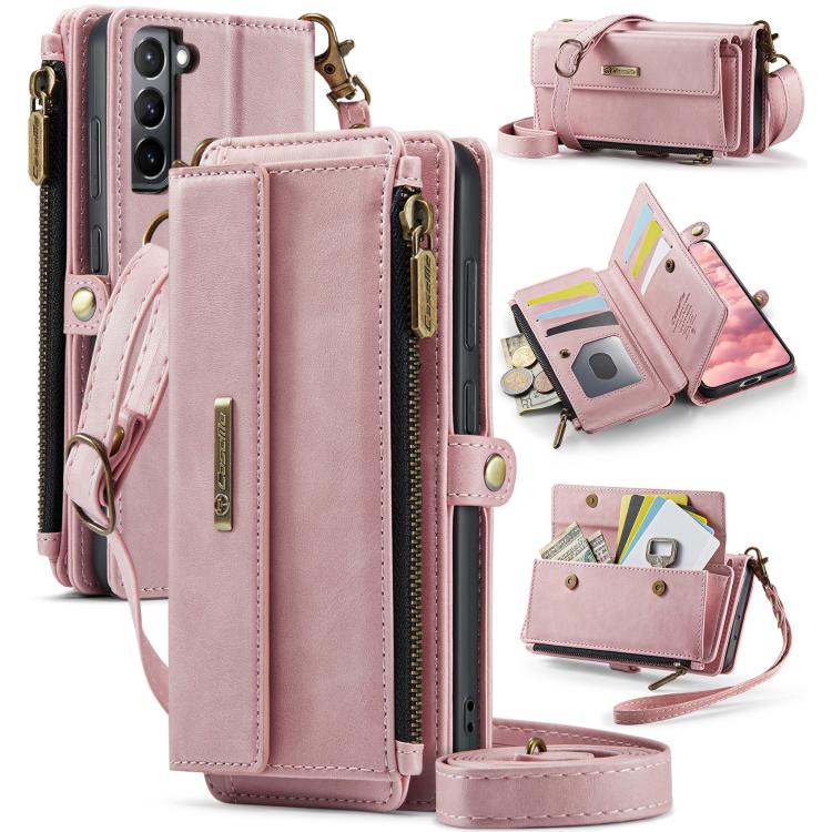 CaseMe RFID Blocking Zipper Wallet PU Leather Phone Case with Crossbody Strap - For Samsung Galaxy S21+ / S21 Ultra / S20 FE / S20 Ultra