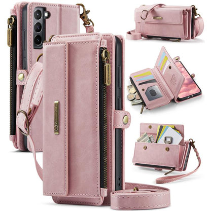 CaseMe RFID Blocking Zipper Wallet PU Leather Phone Case with Crossbody Strap - For Samsung Galaxy S21+ / S21 Ultra / S20 FE / S20 Ultra