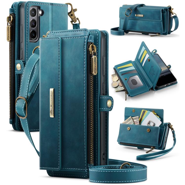 CaseMe RFID Blocking Zipper Wallet PU Leather Phone Case with Crossbody Strap - For Samsung Galaxy S21+ / S21 Ultra / S20 FE / S20 Ultra