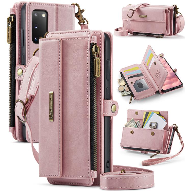 CaseMe RFID Blocking Zipper Wallet PU Leather Phone Case with Crossbody Strap - For Samsung Galaxy S20+ / S20 / S25 / S24 / S25+ / S24+