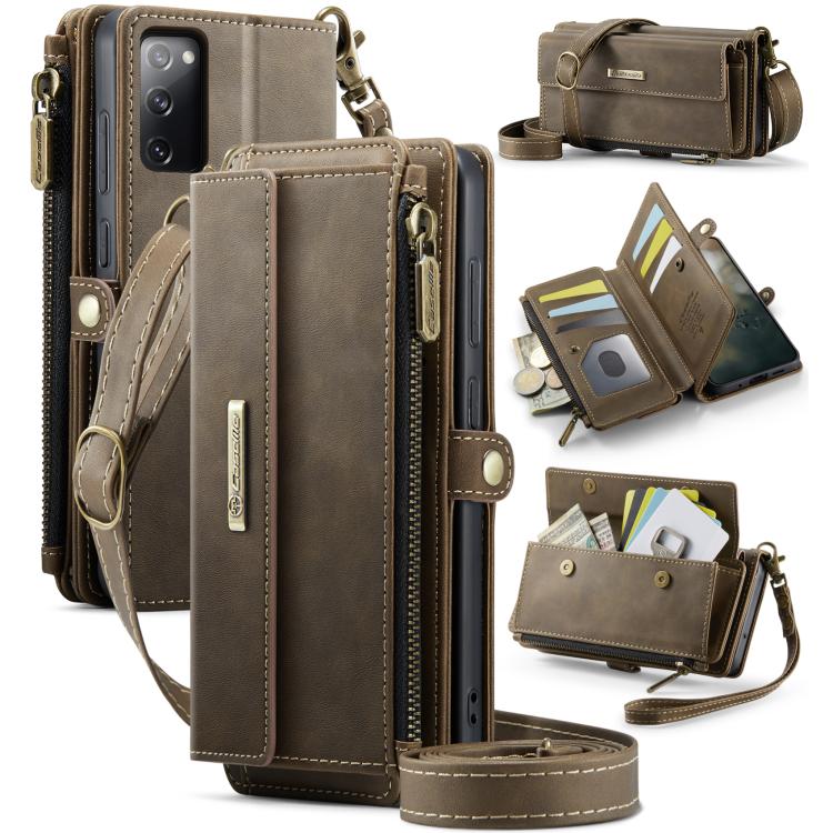 CaseMe RFID Blocking Zipper Wallet PU Leather Phone Case with Crossbody Strap - For Samsung Galaxy S21+ / S21 Ultra / S20 FE / S20 Ultra