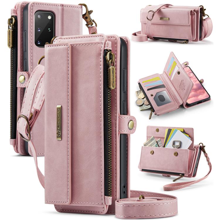 CaseMe RFID Blocking Zipper Wallet PU Leather Phone Case with Crossbody Strap - For Samsung Galaxy S20+ / S20 / S25 / S24 / S25+ / S24+