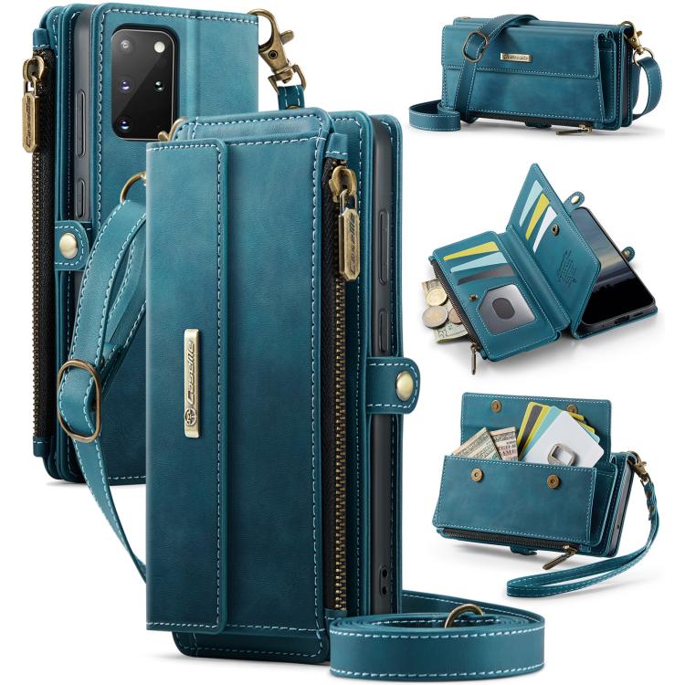CaseMe RFID Blocking Zipper Wallet PU Leather Phone Case with Crossbody Strap - For Samsung Galaxy S20+ / S20 / S25 / S24 / S25+ / S24+