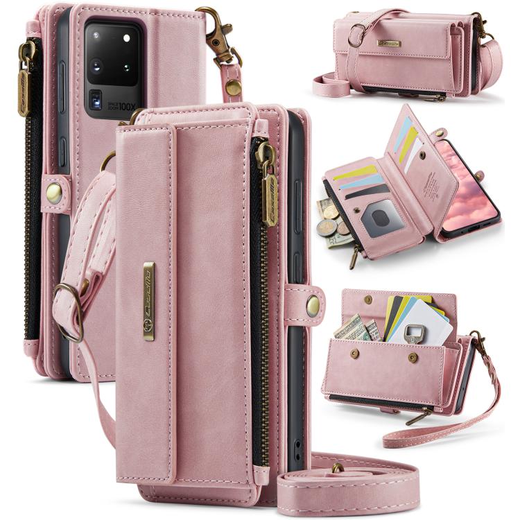 CaseMe RFID Blocking Zipper Wallet PU Leather Phone Case with Crossbody Strap - For Samsung Galaxy S21+ / S21 Ultra / S20 FE / S20 Ultra