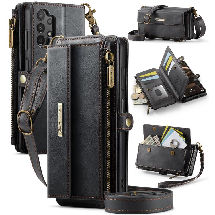 CaseMe RFID Blocking Zipper Wallet PU Leather Phone Case with Crossbody Strap - For Samsung Galaxy A14 / A13 5G