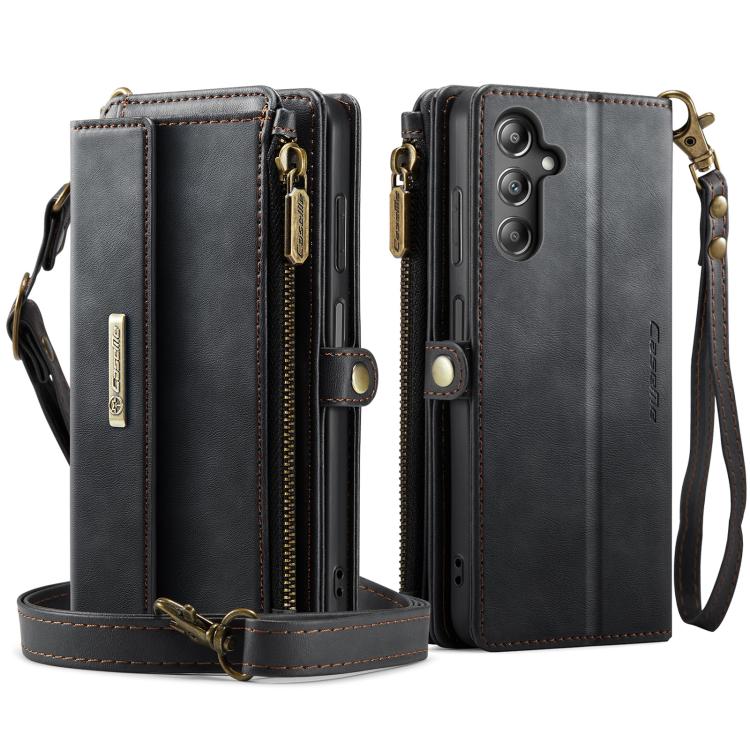 CaseMe RFID Blocking Zipper Wallet PU Leather Phone Case with Crossbody Strap - For Samsung Galaxy A14 / A13 5G