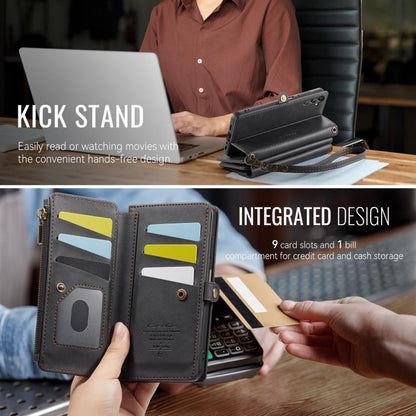 CaseMe RFID Blocking Zipper Wallet PU Leather Phone Case with Crossbody Strap - For Samsung Galaxy A14 / A13 5G