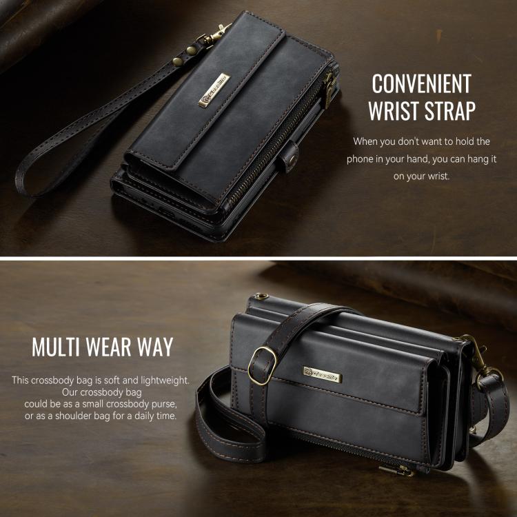 CaseMe RFID Blocking Zipper Wallet PU Leather Phone Case with Crossbody Strap - For Samsung Galaxy A14 / A13 5G