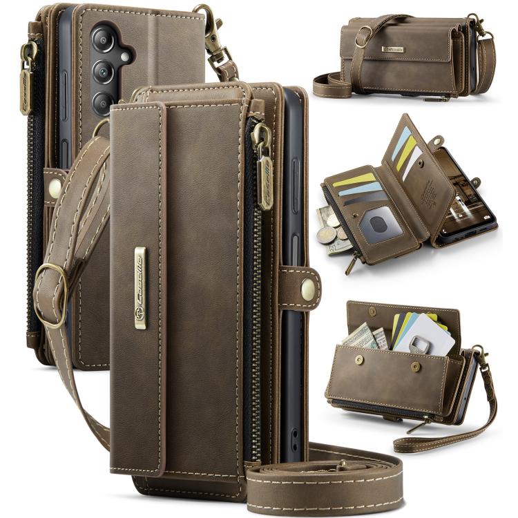 CaseMe RFID Blocking Zipper Wallet PU Leather Phone Case with Crossbody Strap - For Samsung Galaxy A14 / A13 5G