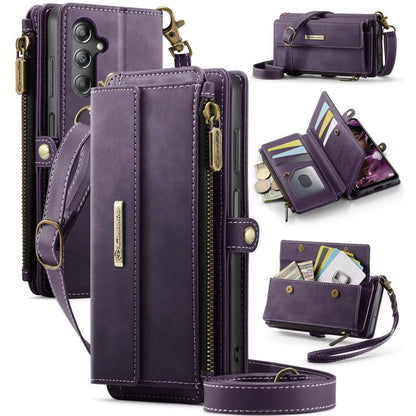 CaseMe RFID Blocking Zipper Wallet PU Leather Phone Case with Crossbody Strap - For Samsung Galaxy A14 / A13 5G