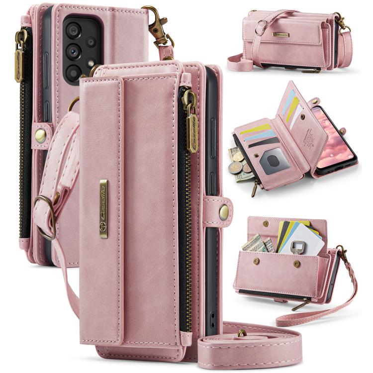 CaseMe RFID Blocking Zipper Wallet PU Leather Phone Case with Crossbody Strap - For Samsung Galaxy S21 FE / A52 / A53 / S21