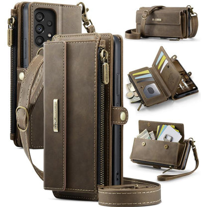 CaseMe RFID Blocking Zipper Wallet PU Leather Phone Case with Crossbody Strap - For Samsung Galaxy S21 FE / A52 / A53 / S21
