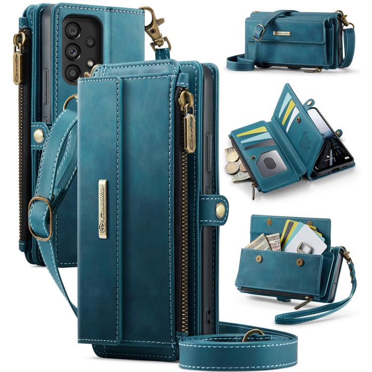 CaseMe RFID Blocking Zipper Wallet PU Leather Phone Case with Crossbody Strap - For Samsung Galaxy S21 FE / A52 / A53 / S21