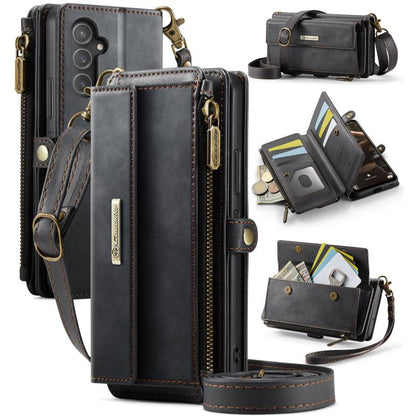 CaseMe RFID Blocking Zipper Wallet PU Leather Phone Case with Crossbody Strap - For Samsung Galaxy S23 FE / A54 / S23 Ultra / S23+