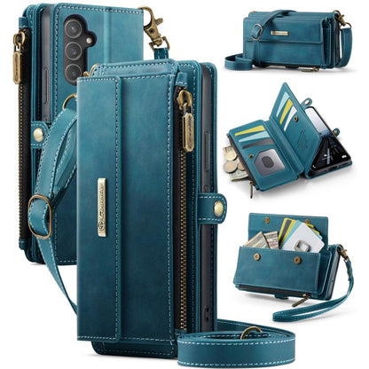 CaseMe RFID Blocking Zipper Wallet PU Leather Phone Case with Crossbody Strap - For Samsung Galaxy S23 FE / A54 / S23 Ultra / S23+