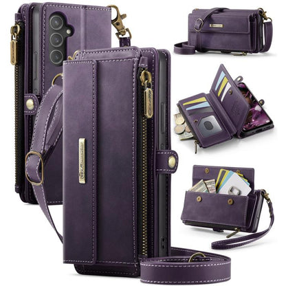 CaseMe RFID Blocking Zipper Wallet PU Leather Phone Case with Crossbody Strap - For Samsung Galaxy S23 FE / A54 / S23 Ultra / S23+