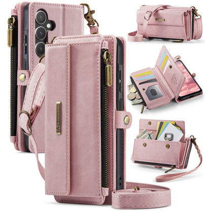 CaseMe RFID Blocking Zipper Wallet PU Leather Phone Case with Crossbody Strap - For Samsung Galaxy S24 FE / A55 / S24 Ultra / A15