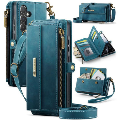 CaseMe RFID Blocking Zipper Wallet PU Leather Phone Case with Crossbody Strap - For Samsung Galaxy S24 FE / A55 / S24 Ultra / A15