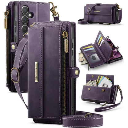 CaseMe RFID Blocking Zipper Wallet PU Leather Phone Case with Crossbody Strap - For Samsung Galaxy S24 FE / A55 / S24 Ultra / A15