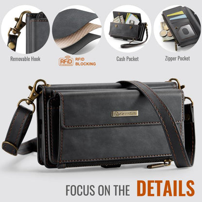 CaseMe RFID Blocking Zipper Wallet PU Leather Phone Case with Crossbody Strap - For Samsung Galaxy S25 Edge / A56 / A16 / S25 Ultra