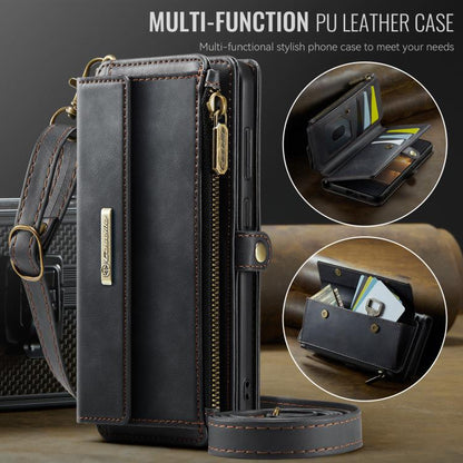 CaseMe RFID Blocking Zipper Wallet PU Leather Phone Case with Crossbody Strap - For Samsung Galaxy S25 Edge / A56 / A16 / S25 Ultra
