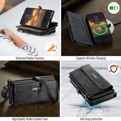 CaseMe RFID Blocking Zipper Wallet PU Leather Phone Case with Crossbody Strap - For Samsung Galaxy S25 Edge / A56 / A16 / S25 Ultra