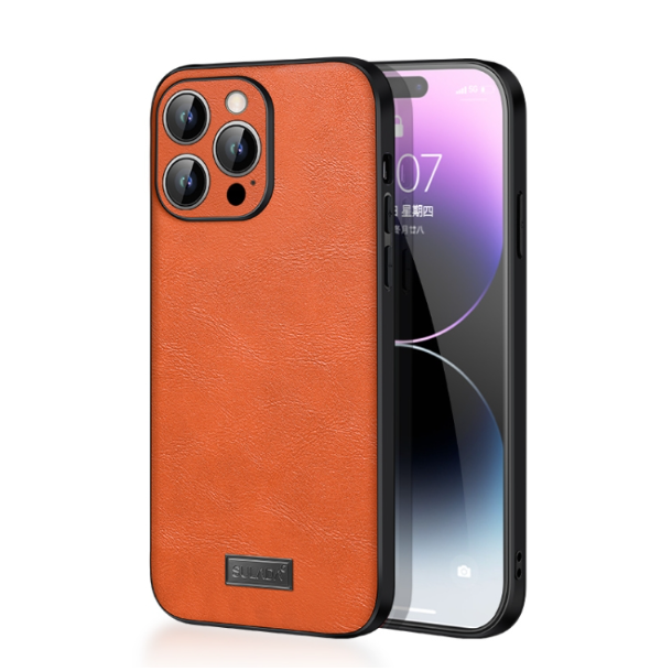 Sulada Shockproof TPU + Handmade Leather Phone Case - For iPhone 15 Pro - mosaccessories