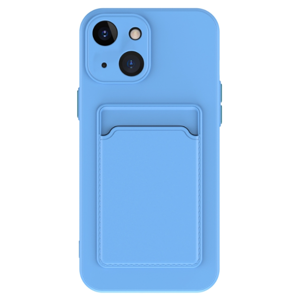 Skin Feel Card Slot Contrast Colour Button TPU Phone Case - For iPhone 15 Plus - mosaccessories