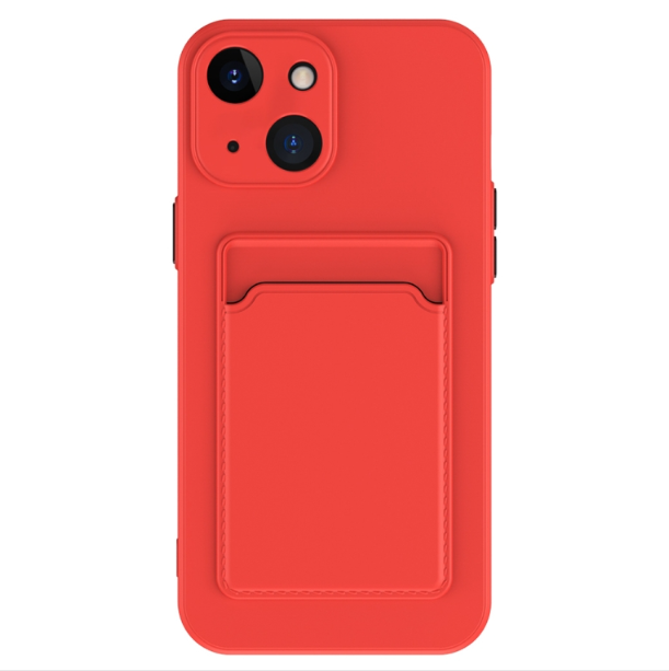 Skin Feel Card Slot Contrast Colour Button TPU Phone Case - For iPhone 15 Plus - mosaccessories