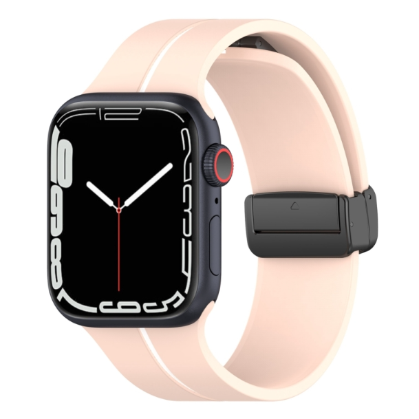 Two Colour Folding Buckle Silicone Watch Band - For Apple Watch 9 (45mm) - mosaccessories