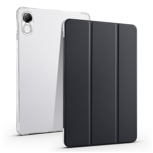 3-folding Transparent TPU Smart Leather Tablet Case Black - For Honor Pad X9 / Pad X8 Pro - MosAccessories
