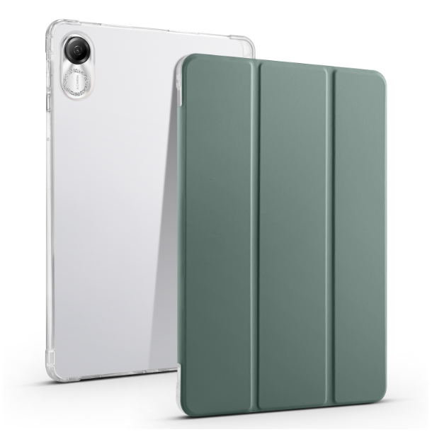 3-folding Transparent TPU Smart Leather Tablet Case Green - For Honor Pad X9 / Pad X8 Pro - MosAccessories