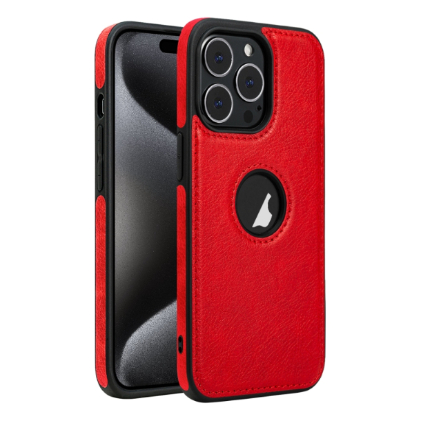PU Leather Texture Stitching Red Phone Case - For iPhone 15 Pro Max - MosAccessories