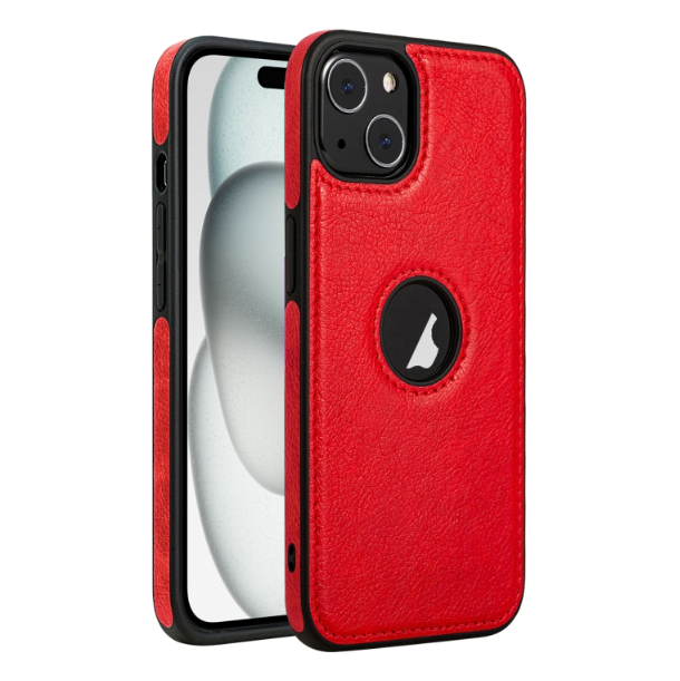PU Leather Texture Stitching Red Phone Case - For iPhone 15 - MosAccessories