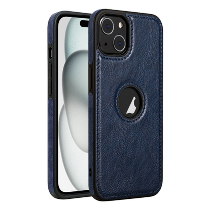 PU Leather Texture Stitching Blue Phone Case - For iPhone 15 - MosAccessories