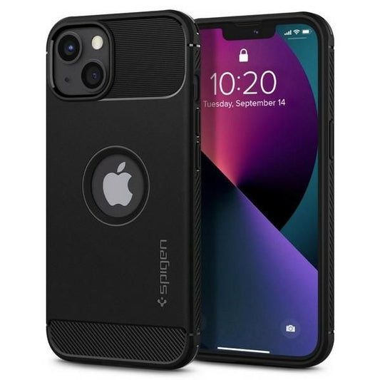 Spigen Rugged Armor Matte Black Case - For iPhone 13 Mini - mosaccessories