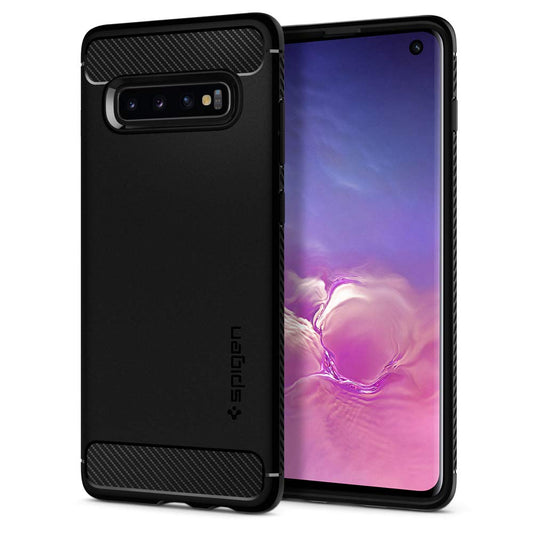 Spigen Rugged Armor Matte Black Case - For Samsung Galaxy S10 - mosaccessories