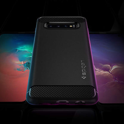 Spigen Rugged Armor Matte Black Case - For Samsung Galaxy S10 - mosaccessories